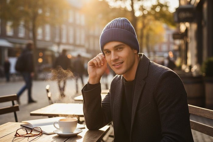 Men Wool Knitted Thermal Insulated Cold Winter Beanie hat 3.4 TOG – One Size Fit Most.