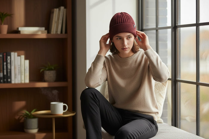 Men Wool Knitted Thermal Insulated Cold Winter Beanie hat 3.4 TOG – One Size Fit Most.