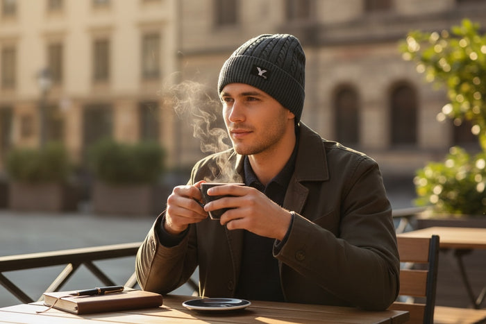 Men's Wool Knitted Thermal Insulated Cold Winter Beanie hat 3.4 TOG – One Size Fits Most.