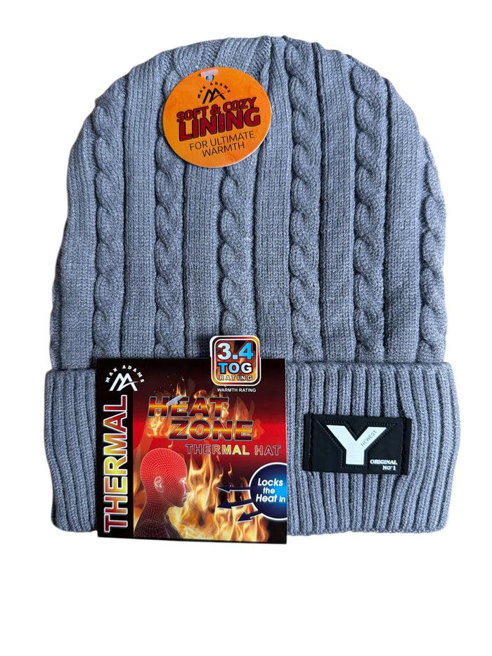 Men's Wool Knitted Thermal Insulated Cold Winter Beanie hat 3.4 TOG – One Size Fits Most.