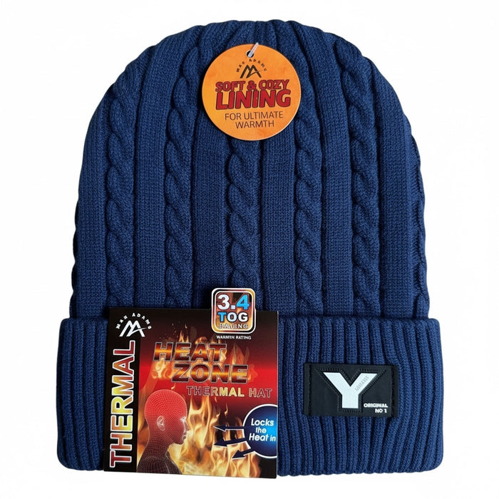 Men's Wool Knitted Thermal Insulated Cold Winter Beanie hat 3.4 TOG – One Size Fits Most.