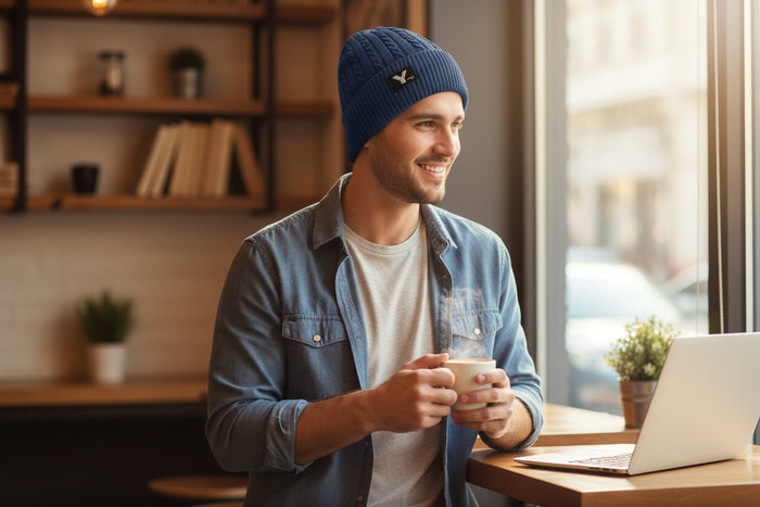 Men's Wool Knitted Thermal Insulated Cold Winter Beanie hat 3.4 TOG – One Size Fits Most.