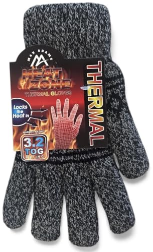 2 Pack Men's Cold Winter Weather heated Knitted Thermal Gloves, 3.2 TOG.