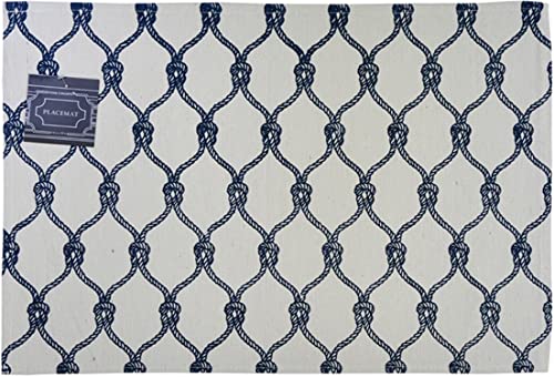 Set of 4, Coastal Nautical Rope Design Tapestry Placemats for Kitchen Dining Table Mats, Easy to Clean, Machine Washable. Size: 13" x 19".