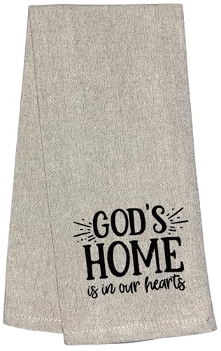 God's Home is in Our Hearts, 2 Pcs Flour Sack Kitchen Towels for Home Decor, and Housewarming 15 X 25 Inches.