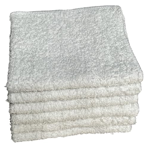 12 Pack, 100% Cotton White Wash Cloth, Wash Rags Pack, Extra Soft, Highly Absorbent, Machine Washable Size 11 X 11 inch.