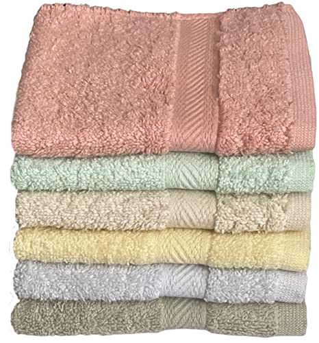 Super Soft 570 GSM Luxury Cotton Face Towel/Washcloths Set of 6, 100% Cotton Zero Twist Ring-Spun Heavyweight, Super Absorbent Wash Cloths – Designed for Exfoliation, Comfort, and Durability.