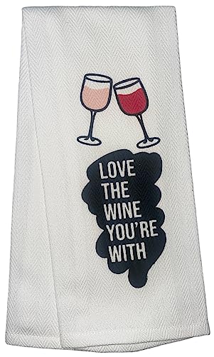 5 Pcs 100% Cotton Funny Quote Herringbone Pattern Flour Sack Kitchen Towels Dish Towels/Dishcloths for Housewarming Gifts Size: 16 x 28 Inch