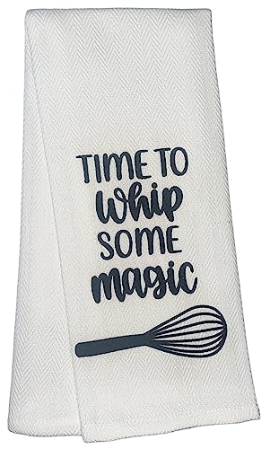 5 Pcs 100% Cotton Funny Quote Herringbone Pattern Flour Sack Kitchen Towels Dish Towels/Dishcloths for Housewarming Gifts Size: 16 x 28 Inch