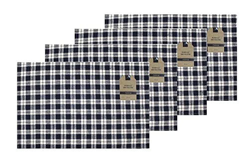 100% Cotton 100% Cotton Gingham Check / Farmhouse Plaid Tapestry Placemats for Kitchen Dining Table Mats, Easy to Clean, Machine Washable. Size: 13" x 19".