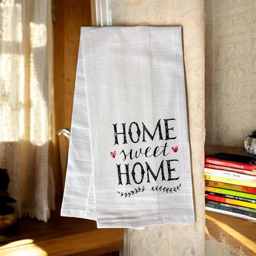 Home Sweet Home, 2 Pcs Cotton Soft and Absorbent Kitchen Towels Dish Cloths, Flour Sack Towels for Wedding, Baby Shower, Home Decor, Housewarming 16 X 28 Inch.