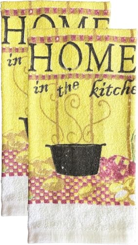 Set of 6, Home in The Kitchen Cooking Design Printed Cotton Kitchen Towels Highly Absorbent and Soaking up Water Quickly Size: 15 x 25 inch.