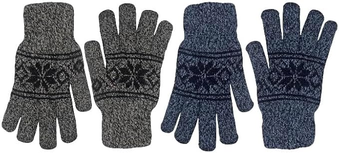 2 Pack Men's Cold Winter Weather heated Knitted Thermal Gloves, 3.2 TOG.