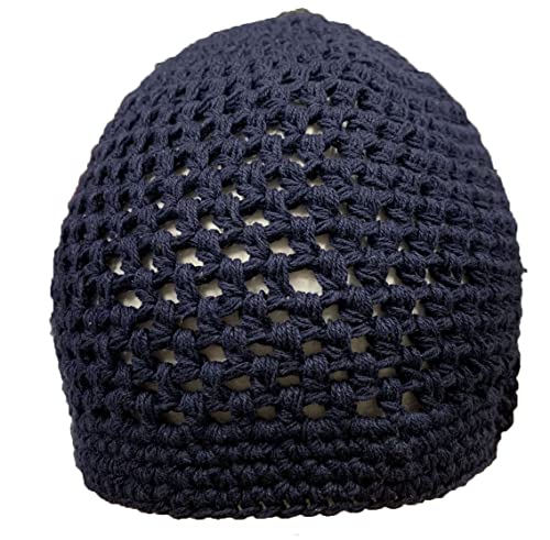 100% Cotton Knitted Stretchy Crochet Muslim Beanie Skull Caps for Men - One Size Fit Most.