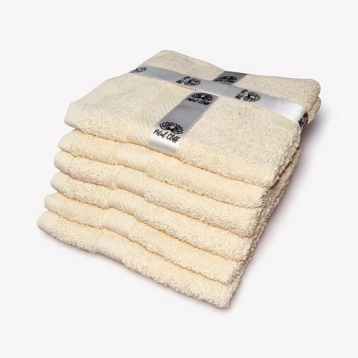 Super Soft 570 GSM Luxury Cotton Face Towel/Washcloths Set of 6, 100% Cotton Zero Twist Ring-Spun Heavyweight, Super Absorbent Wash Cloths – Designed for Exfoliation, Comfort, and Durability.