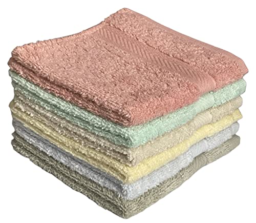 Super Soft 570 GSM Luxury Cotton Face Towel/Washcloths Set of 6, 100% Cotton Zero Twist Ring-Spun Heavyweight, Super Absorbent Wash Cloths – Designed for Exfoliation, Comfort, and Durability.