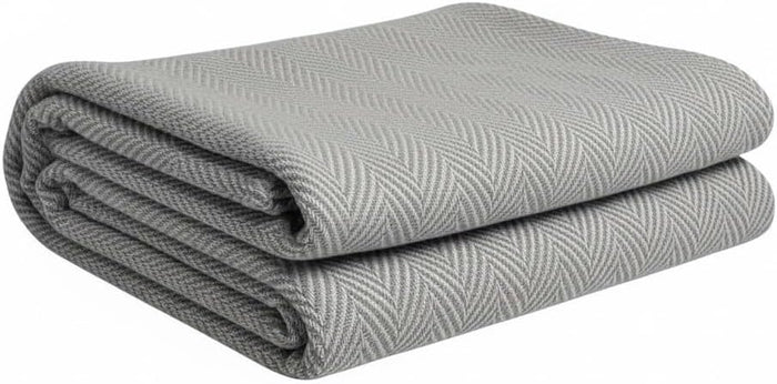 Herringbone Cotton Thermal Blanket All Season,&nbsp;Breathable, Soft, Cozy, 350GSM, 76 x 90 inches.