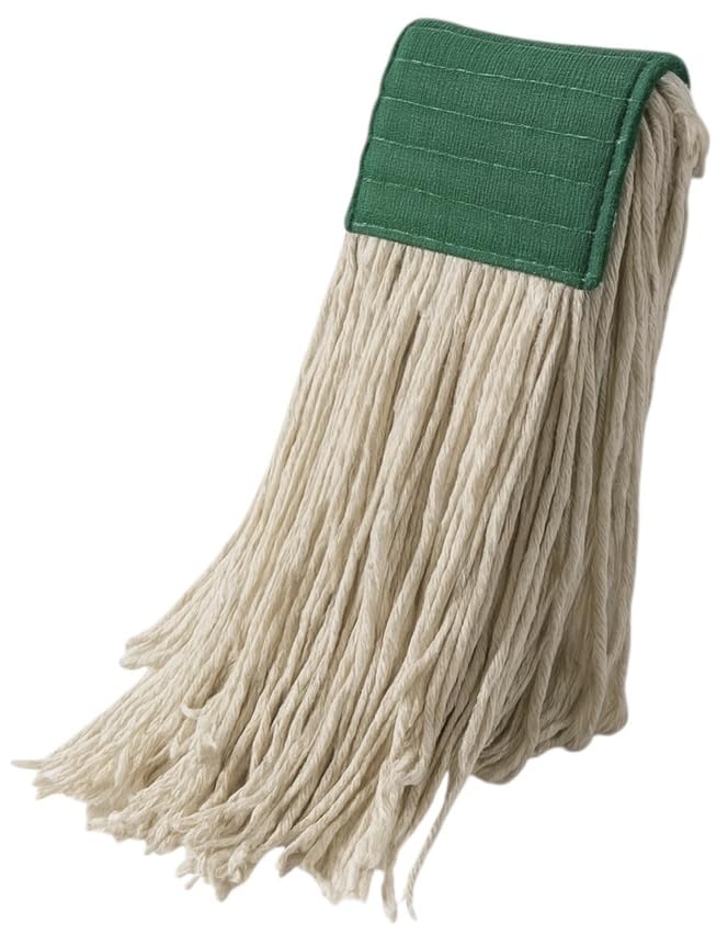 Wet Mop Heads Replacement: 6 Pack, Cotton Blended Natural Yarn, Heavy Duty Cut-end String Mop 5-inch Wide Headband for Home, Industrial, and Commercial Use.