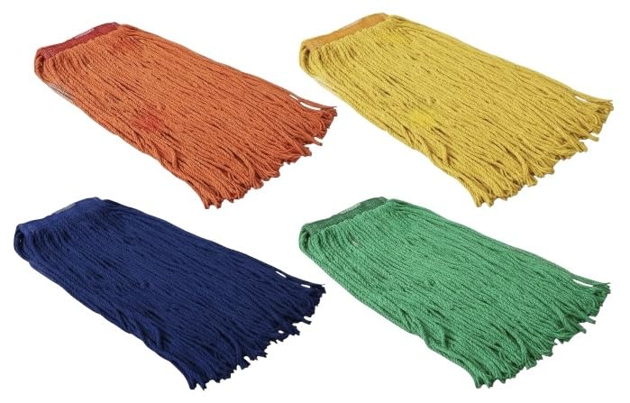 8 Pack Wet Mop Replacement, 4-Ply Synthetic Yarn 500 Grams Capacity Heavy Duty Cut End String Mop Head, 1-Inch-Wide Headband for Home, Industrial, and Commercial Use