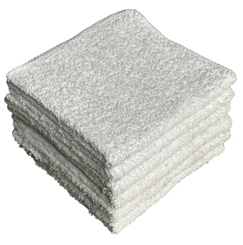 12 Pack, 100% Cotton White Wash Cloth, Wash Rags Pack, Extra Soft, Highly Absorbent, Machine Washable Size 11 X 11 inch.