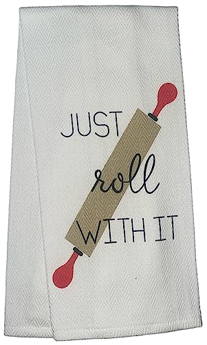 5 Pcs 100% Cotton Funny Quote Herringbone Pattern Flour Sack Kitchen Towels Dish Towels/Dishcloths for Housewarming Gifts Size: 16 x 28 Inch