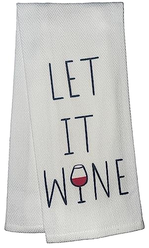 5 Pcs 100% Cotton Funny Quote Herringbone Pattern Flour Sack Kitchen Towels Dish Towels/Dishcloths for Housewarming Gifts Size: 16 x 28 Inch