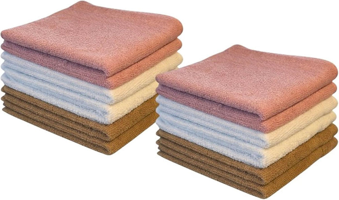 Washcloths, 12 Pack, 100% Ring Spun Cotton Wash Cloths for Body and Face, Design to exfoliate Your Hands, Extra Soft and Absorbent Machine Washable Size: 12 x 12 Inch.