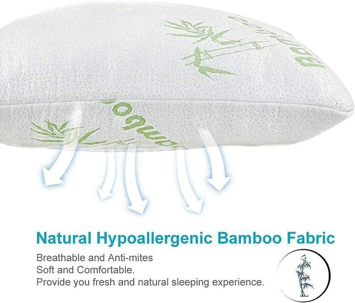 Bamboo Pillow Shredded Memory Foam for Sleeping - Ultra Soft, Cool & Breathable Cover with Zipper Closure - Relieves Neck Pain, Snoring and Helps with Asthma - Back/Stomach/Side Sleeper King 18" x 36"