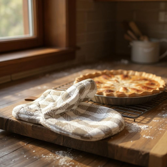 Mini Oven Mitts, 2 Pcs Kitchen Gloves, Heat Resistant and Soft Quilted Cotton Lining for Safe Backing Cooking Barbecue. Size: 5.5” x 7”