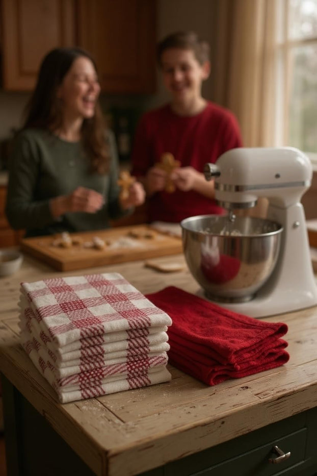 Farmhouse Kitchen towels/Hand Towels, 6 Pack Large 100% Ring-Spun Cotton with Hanging Loop, 430 GSM Soft & Ultra Absorbent, Machine Washable 16 x 28 inches.