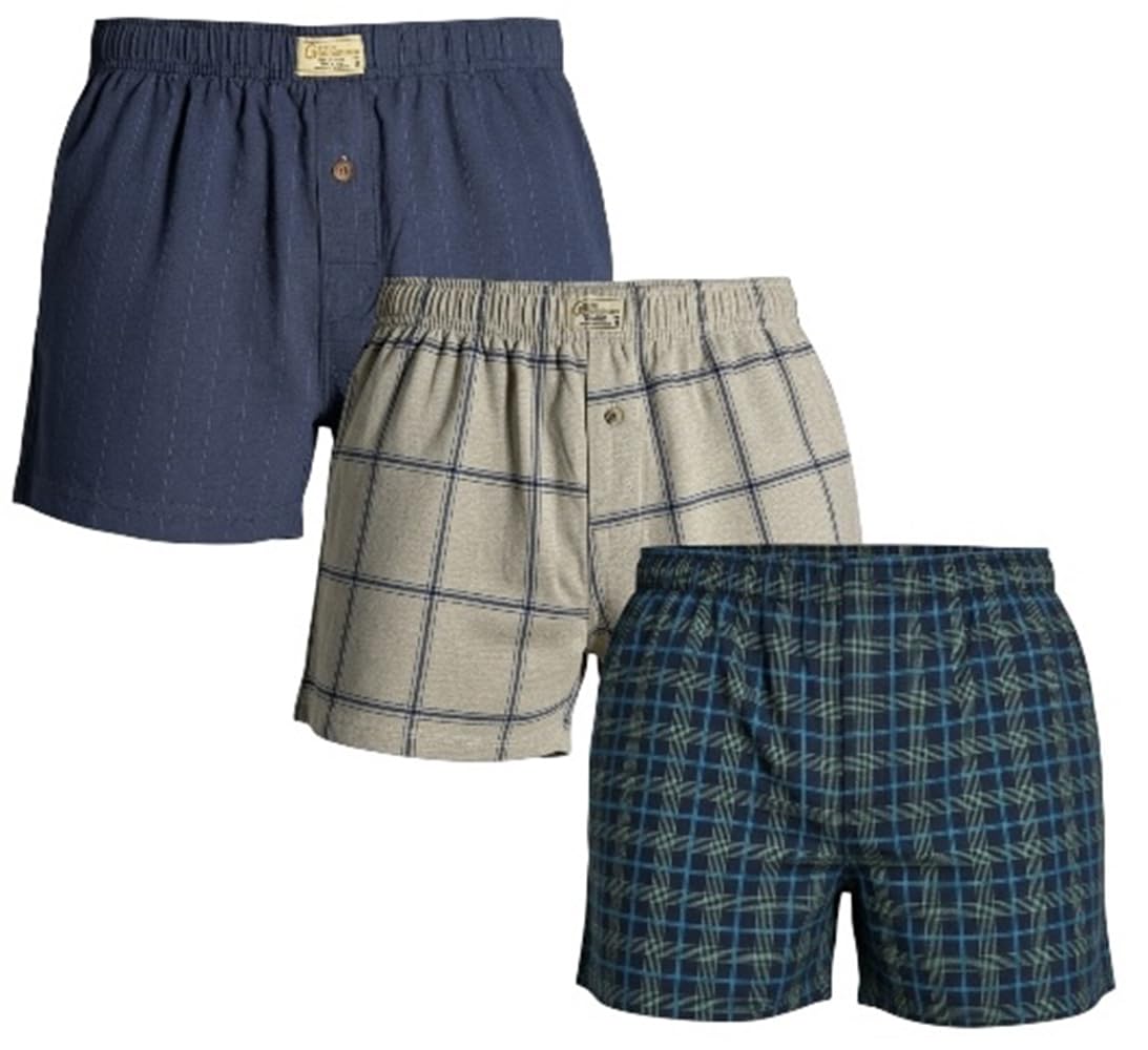3 Pack Men's Boxer Shorts, Soft, Cool, Breathable Cotton Underwear, Relaxed Fit, Moisture Wicking. Asst Colors.