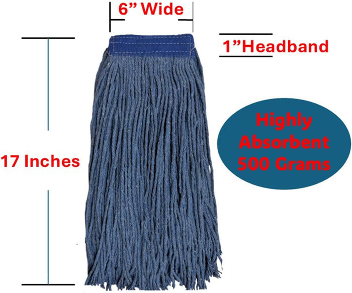 8 Pack Wet Mop Replacement, 4-Ply Synthetic Yarn 500 Grams Capacity Heavy Duty Cut End String Mop Head, 1-Inch-Wide Headband for Home, Industrial, and Commercial Use