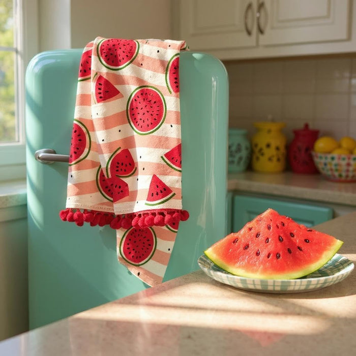 Watermelon Pom-Pom cotton soft and absorbent kitchen towels Size: 16 x 28 inches for Wedding, Baby Shower, Home Décor, housewarming gift.