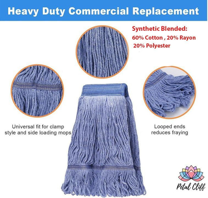 8 Pack Wet Mop Replacement, 4-Ply Synthetic Yarn 500 Grams Capacity Heavy Duty Cut End String Mop Head, 1-Inch-Wide Headband for Home, Industrial, and Commercial Use