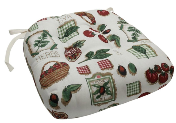 Thick Reversible Kitchen Chair Pads for Dining Chair, Set of 4, Soft and Comfortable Seat Cushions with Ties to be Secured to a Chair. (Herbs)