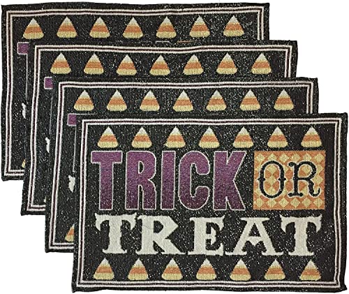 Set of 4, Halloween Design Trick or Treat with Eggs Tapestry Placemats Design Dining Table, Table mat for Dining Room Easy to Clean, Machine Washable Size: 13” x 19”.