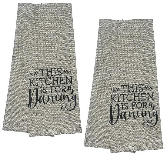 This Kitchen is for Dancing, Two-Piece 100% Cotton Flour Sack Kitchen Towels Size: 15 X 25 Inch.