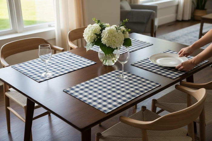 Farmhouse Buffalo Plaid Set of 4, Cotton Placemats for Kitchen Dining Table Mats, Easy to Clean, Machine Washable. Size: 13" x 19".