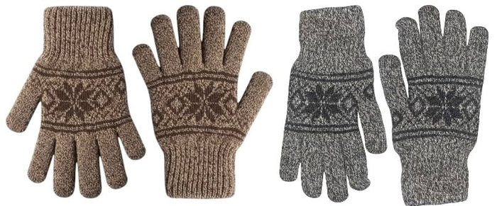 2 Pack Men's Cold Winter Weather heated Knitted Thermal Gloves, 3.2 TOG.