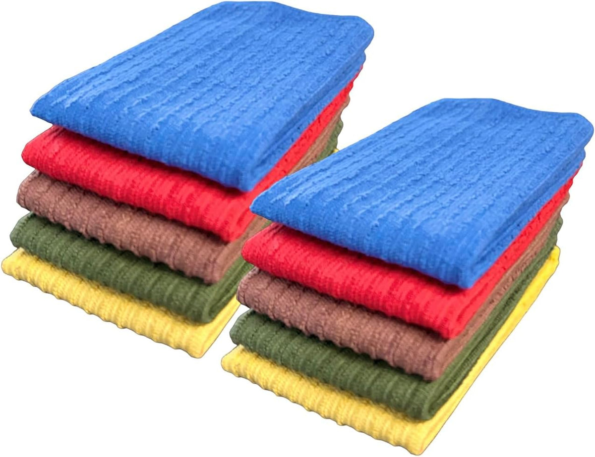 10 Pack, 100% Cotton Bar Mop Kitchen Cleaning Dish Cloth, Dish Towel, Super Absorbent, Machine Washable, Multi-Purpose for Home, Kitchen Size: 12x12 inch.