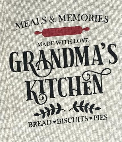 Set of 2, Meals & Memories Made with Love Grandma's Kitchen Bread Biscuits Pies Farmhouse Tea Towel for Wedding, Baby Shower, Home Decor, Housewarming 16 X 28 Inch.