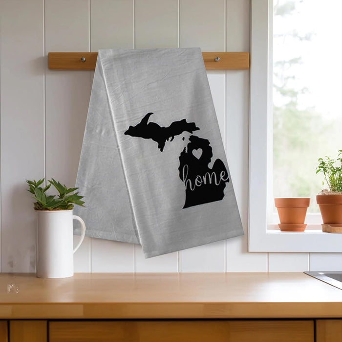 2 Pcs, 100% Cotton Michigan State Flour Sack Printed Kitchen Towels with Sentiments Home. Size: 20" X 28". Inspired by The State WE Call Home.