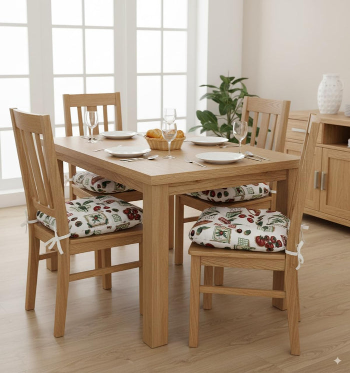 Thick Reversible Kitchen Chair Pads for Dining Chair, Set of 4, Soft and Comfortable Seat Cushions with Ties to be Secured to a Chair. (Herbs)