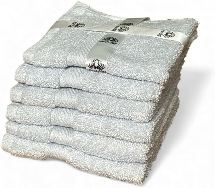 Super Soft 570 GSM Luxury Cotton Face Towel/Washcloths Set of 6, 100% Cotton Zero Twist Ring-Spun Heavyweight, Super Absorbent Wash Cloths – Designed for Exfoliation, Comfort, and Durability.