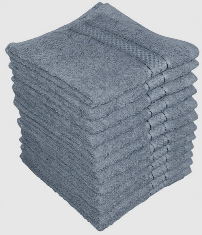 Washcloths, 12 Pack, 100% Cotton Wash Cloths for Body and Face, Design to exfoliate Your Hands, Extra Soft and Absorbent Machine Washable Size: 12 x 12 Inch. (Grey)