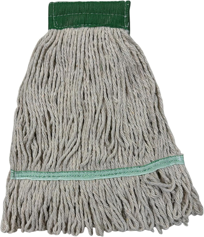 Wet Mop Heads Replacement: 6 Pack, Cotton Blended Commercial Heavy Duty Looped End String Mop Head, 5-Inch Wide Red Headband for Home, Industrial, and Commercial Use.