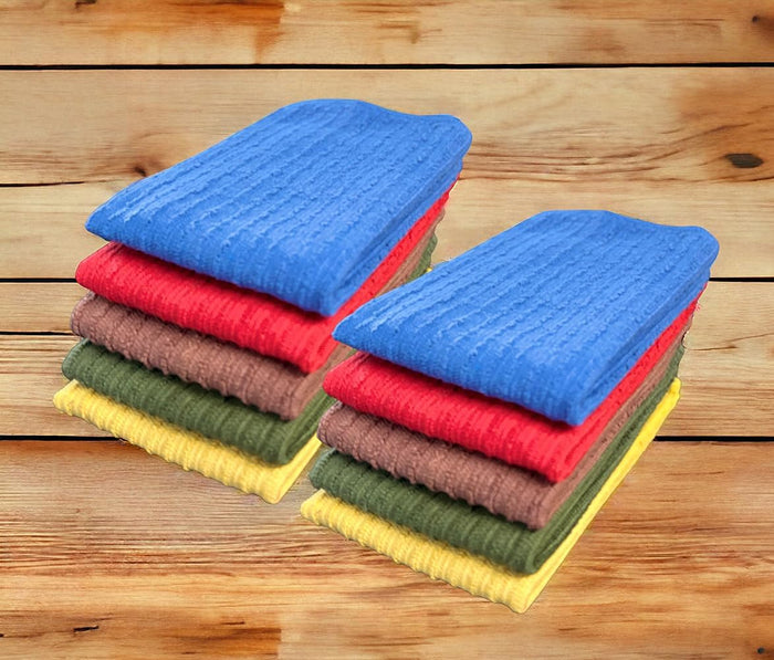 10 Pack, 100% Cotton Bar Mop Kitchen Cleaning Dish Cloth, Dish Towel, Super Absorbent, Machine Washable, Multi-Purpose for Home, Kitchen Size: 12x12 inch.