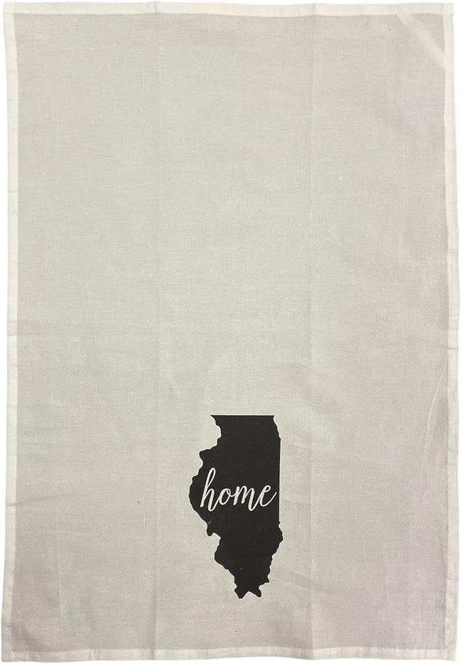 2 Pcs, 100% Cotton Lllonois State Flour Sack Printed Kitchen Towels with Sentiments Home. Size: 20" X 28". Inspired by The State WE Call Home.