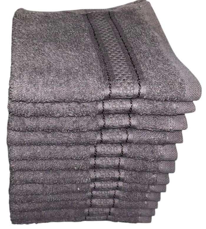 Washcloths, 12 Pack, 100% Cotton Wash Cloths for Body and Face, Design to exfoliate Your Hands, Extra Soft and Absorbent Machine Washable Size: 12 x 12 Inch. (Grey)