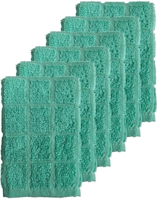 Set of 6, 100% Ringspun Cotton Window Panel Dish Cloths Size: 12 x 12 inch. Ultra-Absorbent, Heavy Duty Kitchen Cleaning Towels, Maximum Softness, Absorbency & Durability.